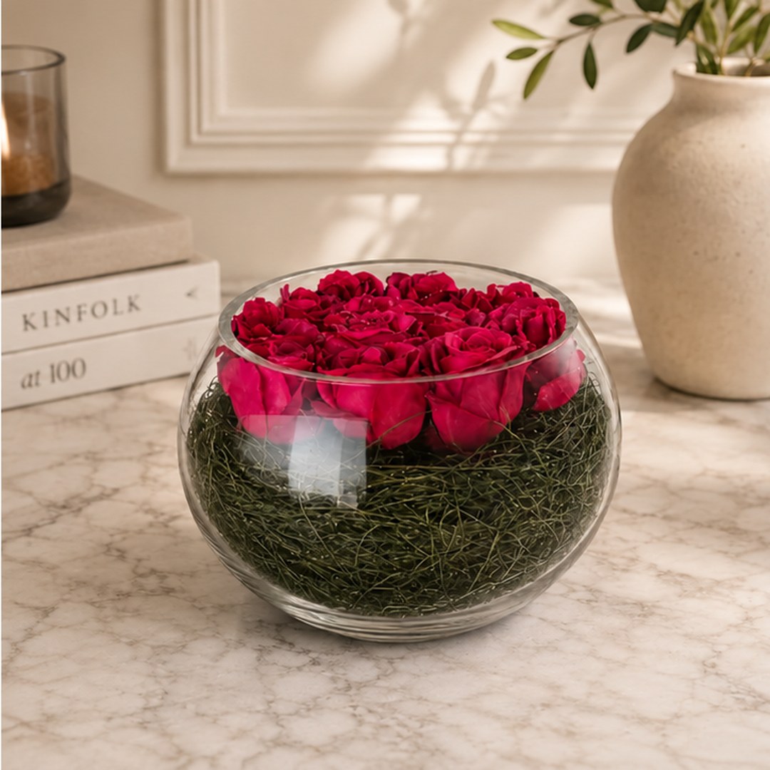 Cucina & Tavola Charm Rose Arrangement in Glass Vase