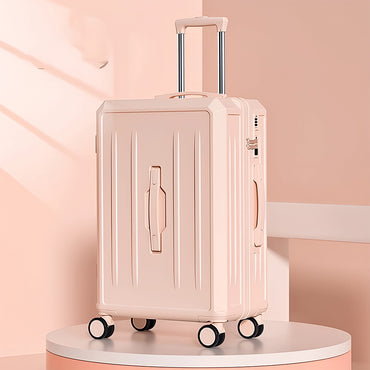 Carry-On Suitcase with USB Charging & Cup Holder (Pink)