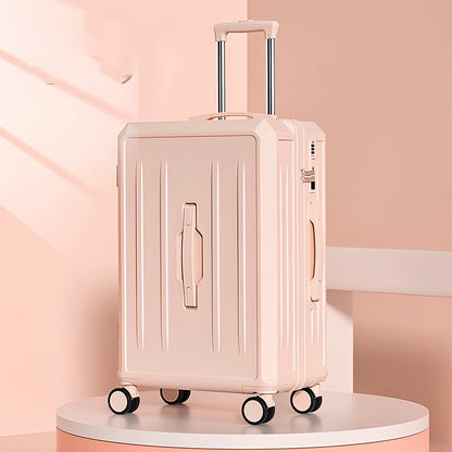 Carry-On Suitcase with USB Charging & Cup Holder (Pink)