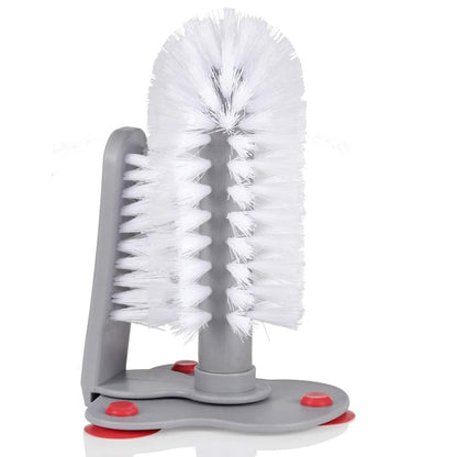 Double Side Bar Glass Brush Washer Cleaner with Suction Base