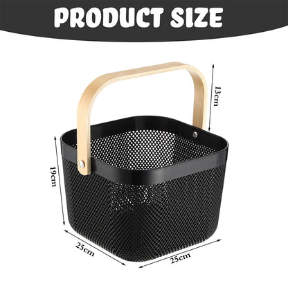 Plastic Mesh Basket Storage with Wooden Handle