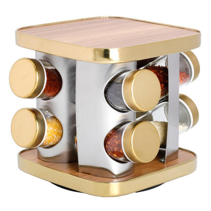 Square JARS Spice Rack Stand Carousel Rotating