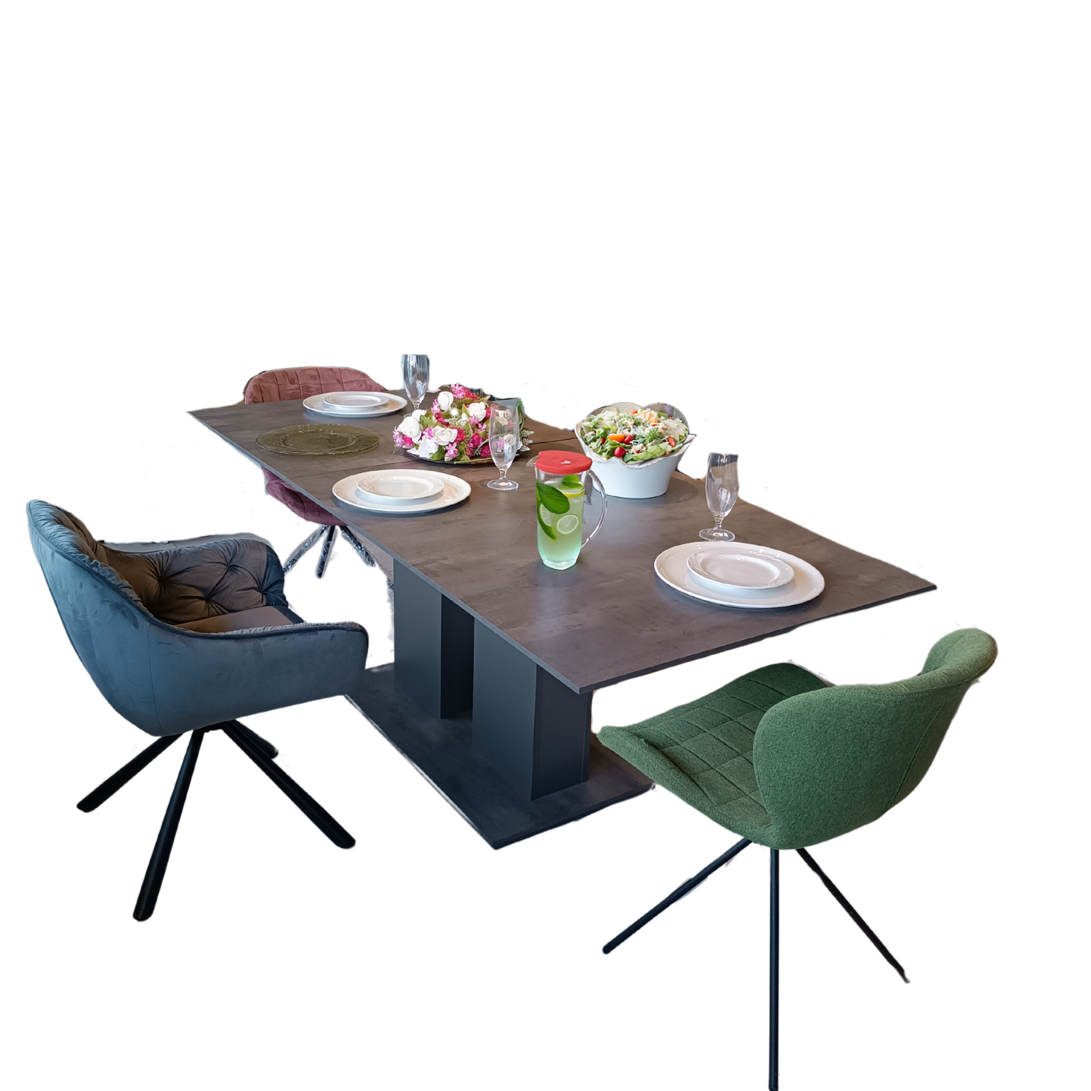 Reality Raw Steel Modern Extendable Dining Table
