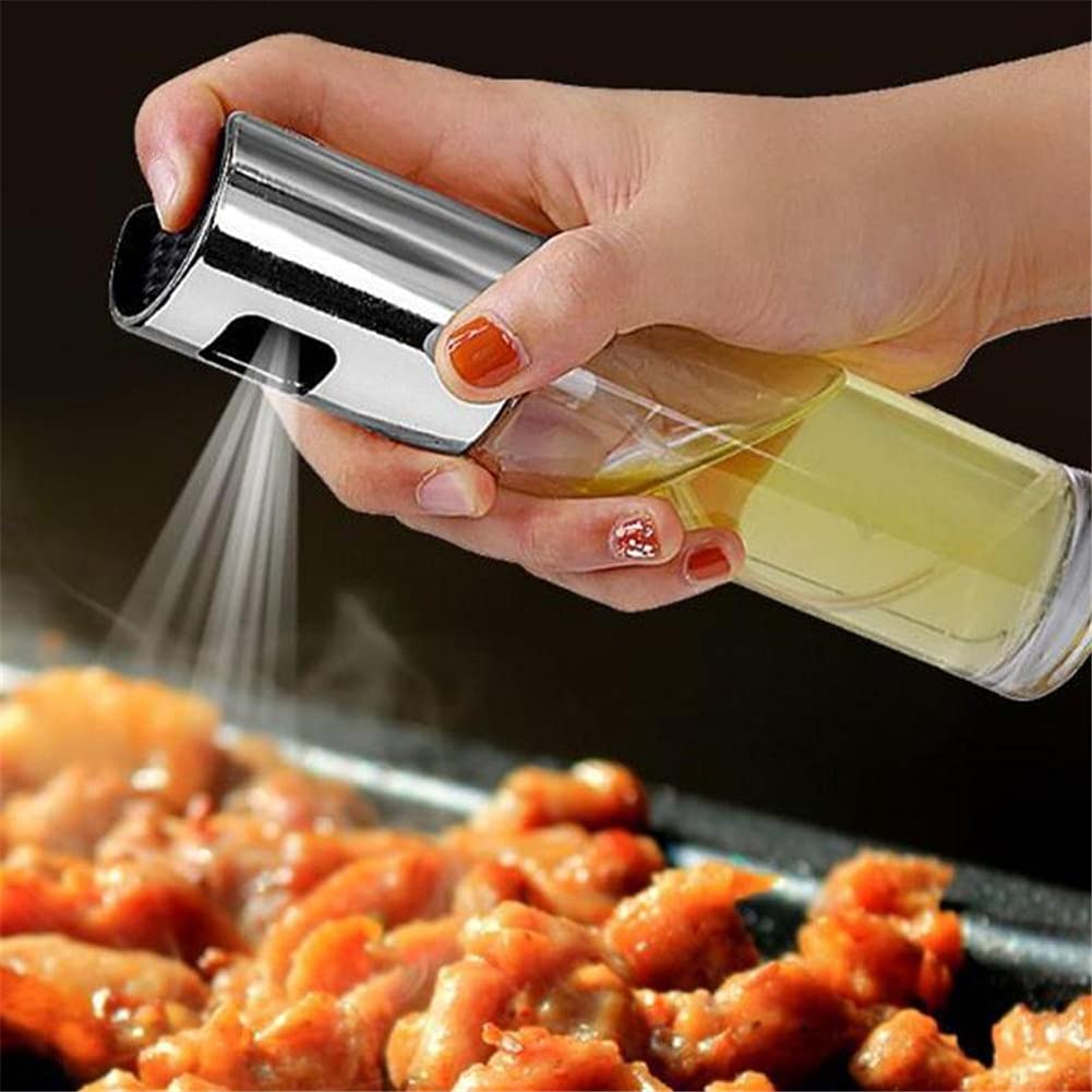 Silver Plastic with Glass Olive Oil Sprayer Dispenser For Cooking 100-ml