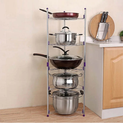 Adjustable 5-Tier Stainless Steel Storage Rack Round Shelves
