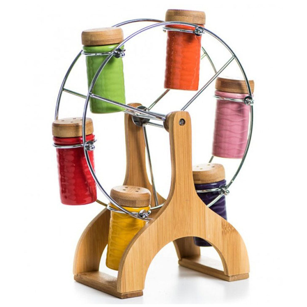 Set Of 6 Canister With Bamboo Stand