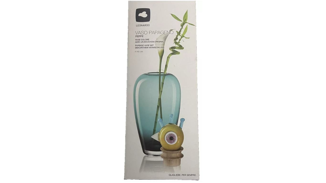Leonardo Papageno Turquoise Glass Vase – Award-Winning Handmade Design