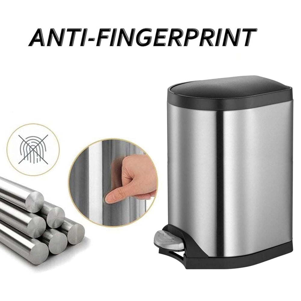 Heavy Duty Rectangular Stainless Steel Trash Can With Lid & Pedal