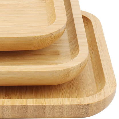 Bamboo Wood Saucer – 6 Pack (10 × 10 cm Square)