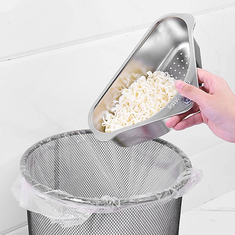 Stainless Steel Triangular Sink Strainer Basket Silver