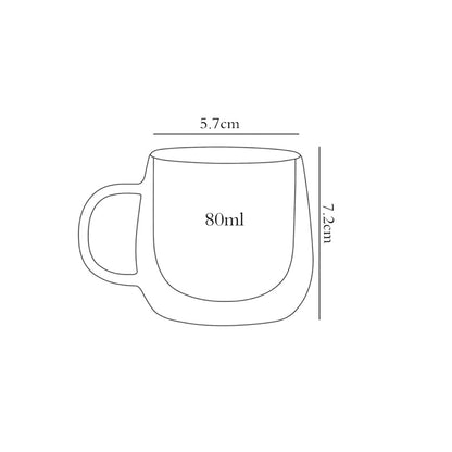 80ml  2-Pcs Danny Home Double Walled Espresso Glasses With Handle Set