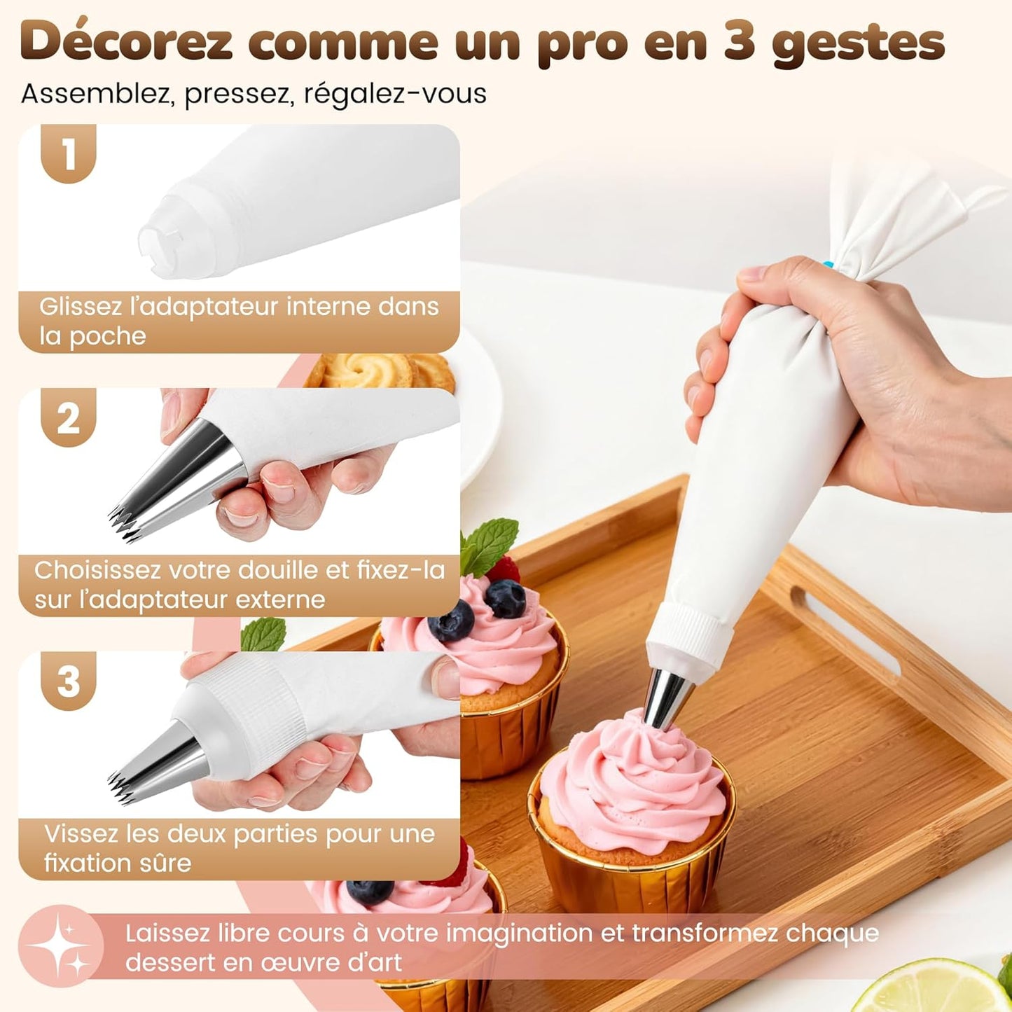 Cake Decorating Tools 5-PC Set Silicone Kitchen Accessories Icing Piping Cream Pastry Bag