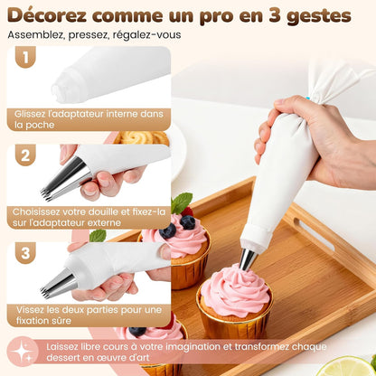 Cake Decorating Tools 5-PC Set Silicone Kitchen Accessories Icing Piping Cream Pastry Bag
