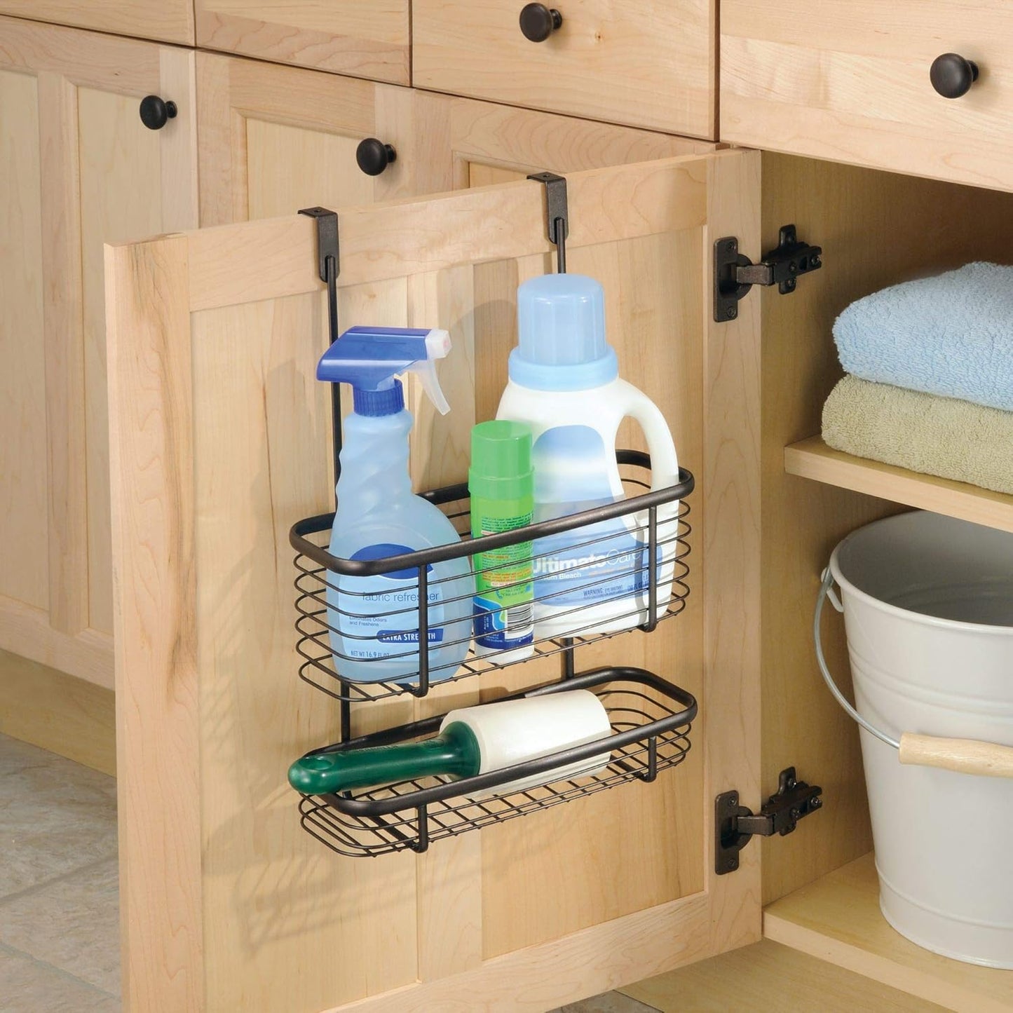 Binca 2-Tier Over Door Kitchen Storage Organizer Basket – Black