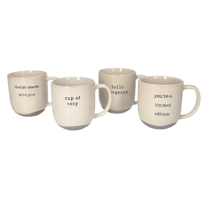 Danny Home 4-Piece Porcelain Printed Mugs Set – 400ml