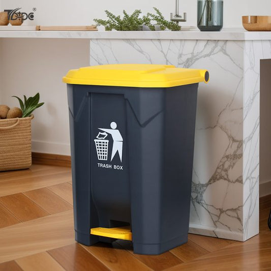 30/50/80-Liter Plastic Foot Pedal Operated Trash Can with Lid