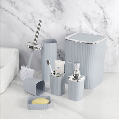 Luxurious 6-Pieces Bathroom Accessories Set With Silver Accents