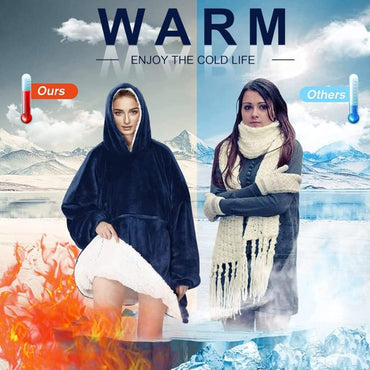 Oversized Sherpa Hoodie Blanket Super Comfortable and Thick with Large Pockets Women & Kids Size Fits All