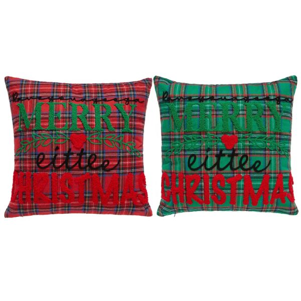 1-Piece Christmas Pillow Embroidery Plaid