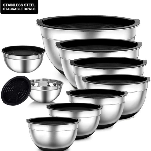 9-Pieces Stainless Steel Salad Bowl with Lid Set (Copy)