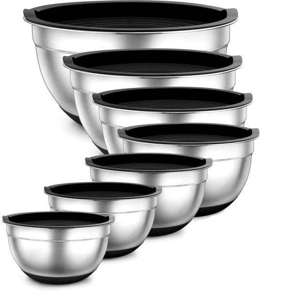 7-Pieces Stainless Steel Salad Bowl with Lid Set