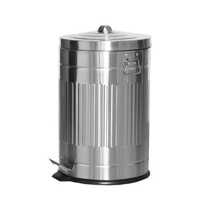 12-Liter Vintage Stainless Steel Trash Can with Lid and Pedal – Sanded