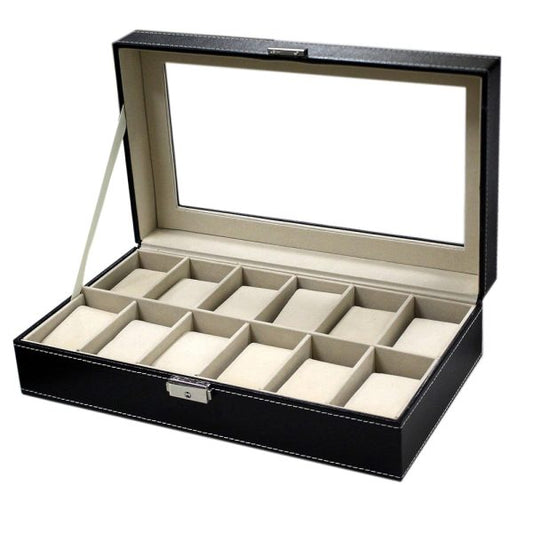 Leather Watch Box Organizer-Black