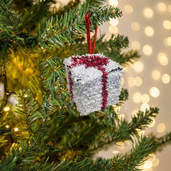 Christmas Tree Tinsel Present Decoration – 9cm