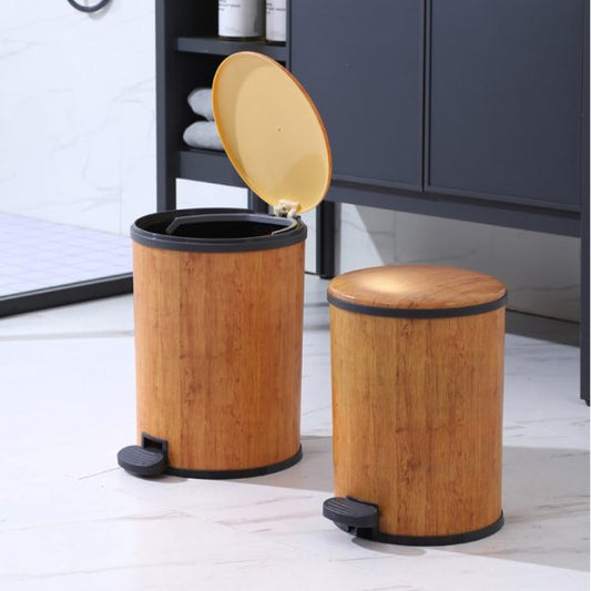 Elegant Wooden Style PVC Pedal Dustbin Durable And Stylish Waste 7-11L