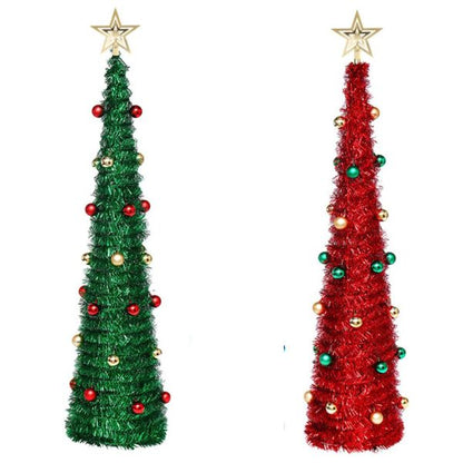 Pop Up 150cm Tinsel Trees Easy-Assembly for Home Christmas Decoration