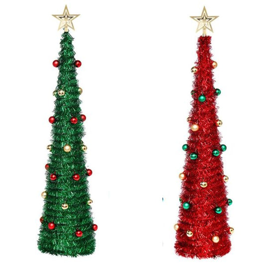 Pop Up 180cm Tinsel Trees Easy-Assembly for Home Christmas Decoration