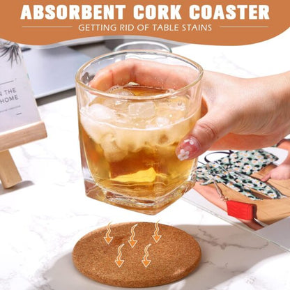 6-Pieces Cork Coasters 10cm/5mm Thickness