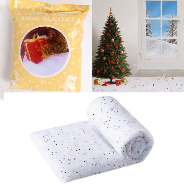 Christmas Rectangle Snow Glitter Blanket for Christmas Decoration (92x154cm)