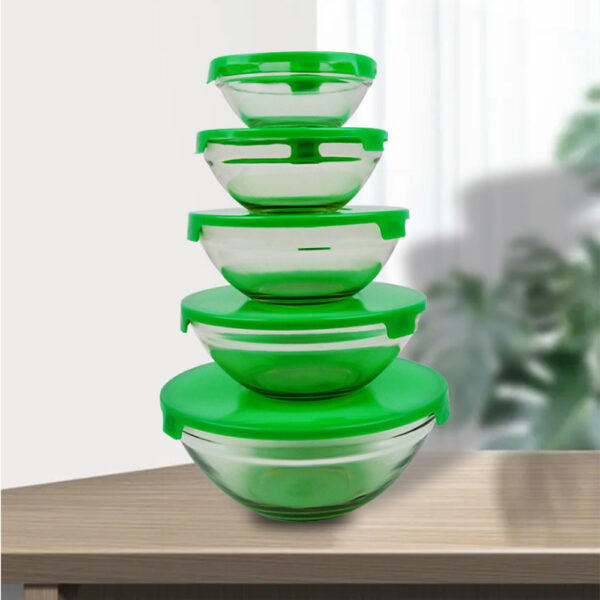 5-Pieces Set Glass Bowls with Lid