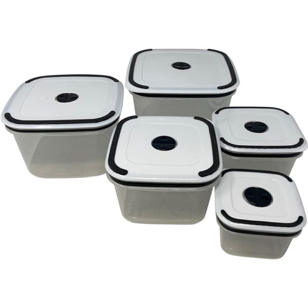 Storage Containers 5-Piece Set Square with Sealed Lids