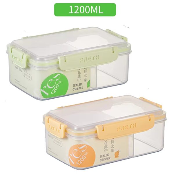 Microwave plastic Food Storage 2 Compartment With Smart Lock Lids 1200ml