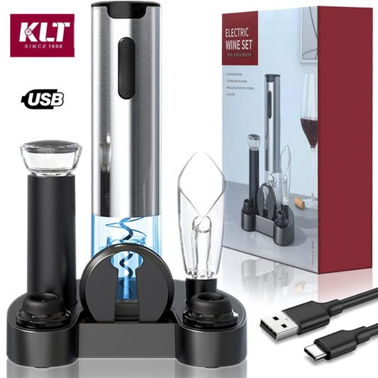 Rechargeable Stainless Electric Wine Opener Set