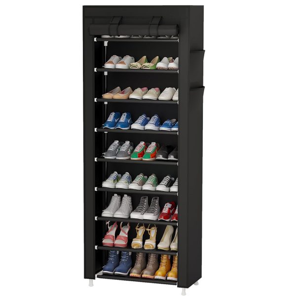 Poles Shoe Rack Stand With Cover 10-Tier Extra Thicken
