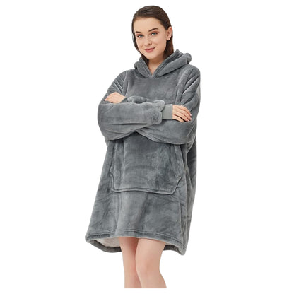 Oversized Sherpa Hoodie Blanket Super Comfortable and Thick with Large Pockets Women & Kids Size Fits All