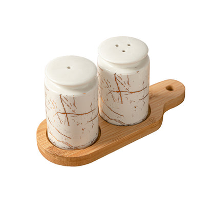 Ceramic Abstract Designed Salt and Pepper Set of 2