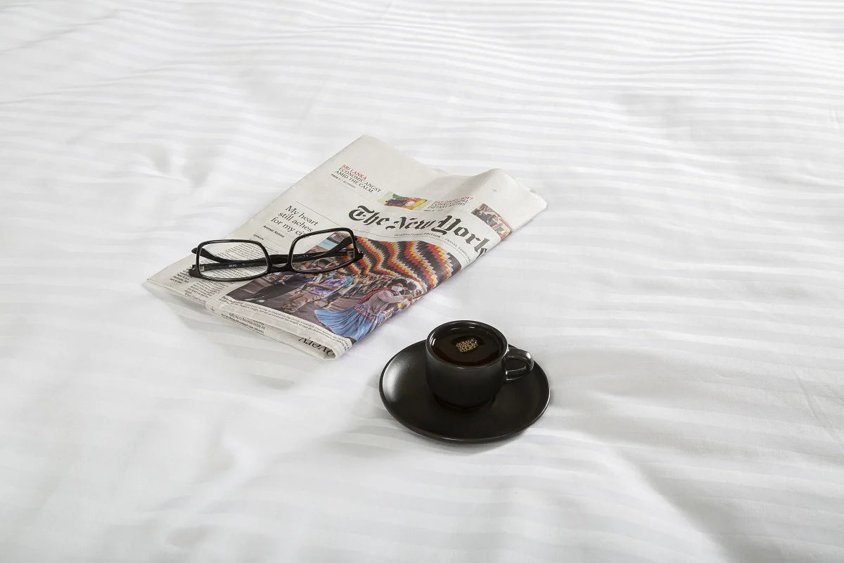 White Stripe Satin Cotton Duvet Cover Set 240 TC