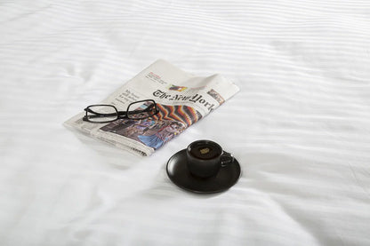 White Stripe Satin Cotton Duvet Cover Set 240 TC