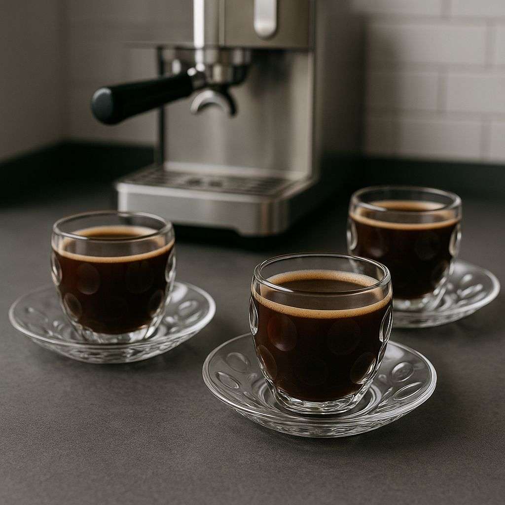 Glass Espresso Cup & Plastic Saucer by GUZZINI