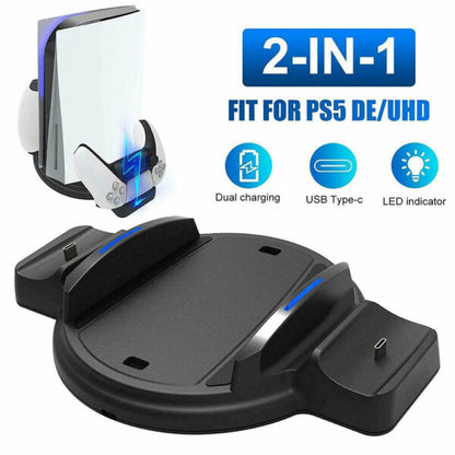 Dual Controller Charging Dock & Console Stand For PS5