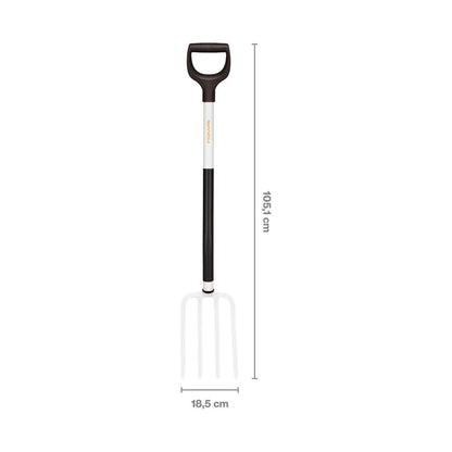 Curved Light Gardening White Fork by Fiskars