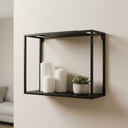 Micasa Modern Black Steel Rectangular Wall Shelf Box