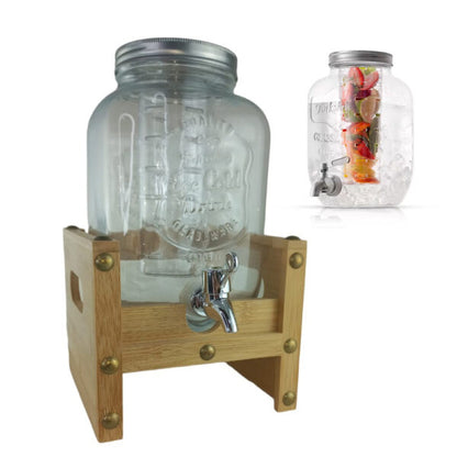 1-Gallon Drink Dispenser with Bamboo Base