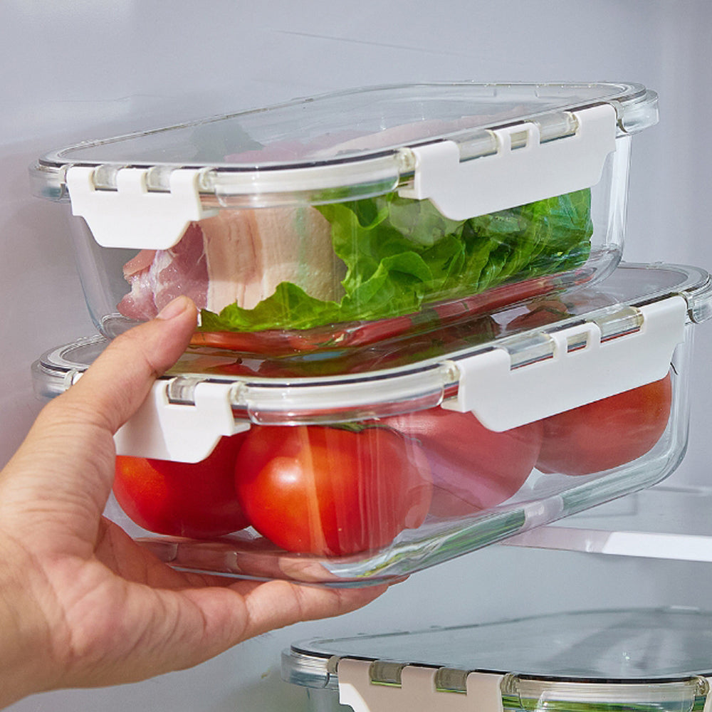 900ml Borosilicate Rectangle Glass Food Storage Container With Microwave, Freezer & Dishwasher Safe NFH-77338