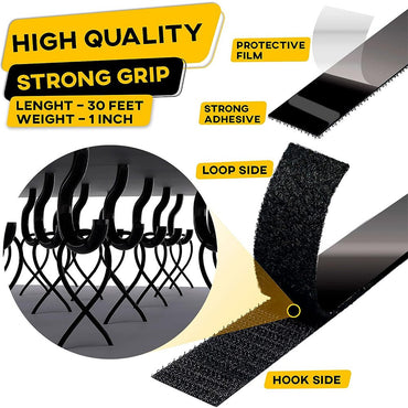 Strong Hook and Loop Strips with Sticky Back 200×2.50cm