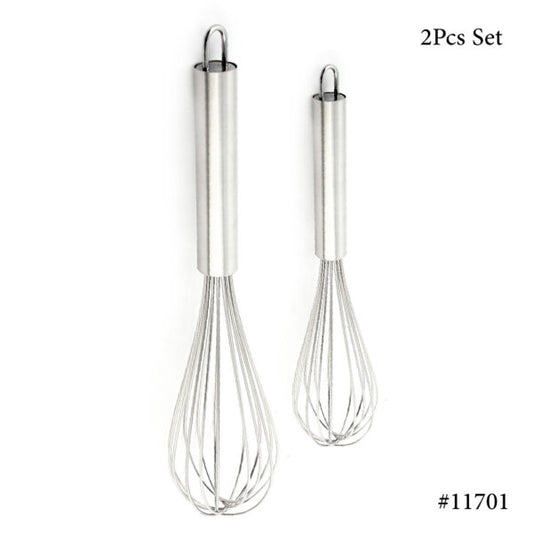 2  Pcs Set Stainless Steel Manual Handheld Mixer